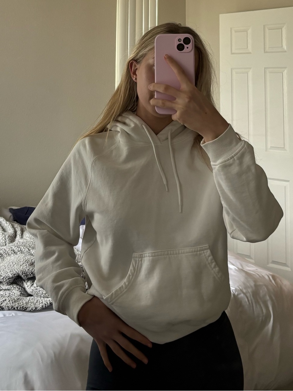 I STAY Cream Cropped Hoodie